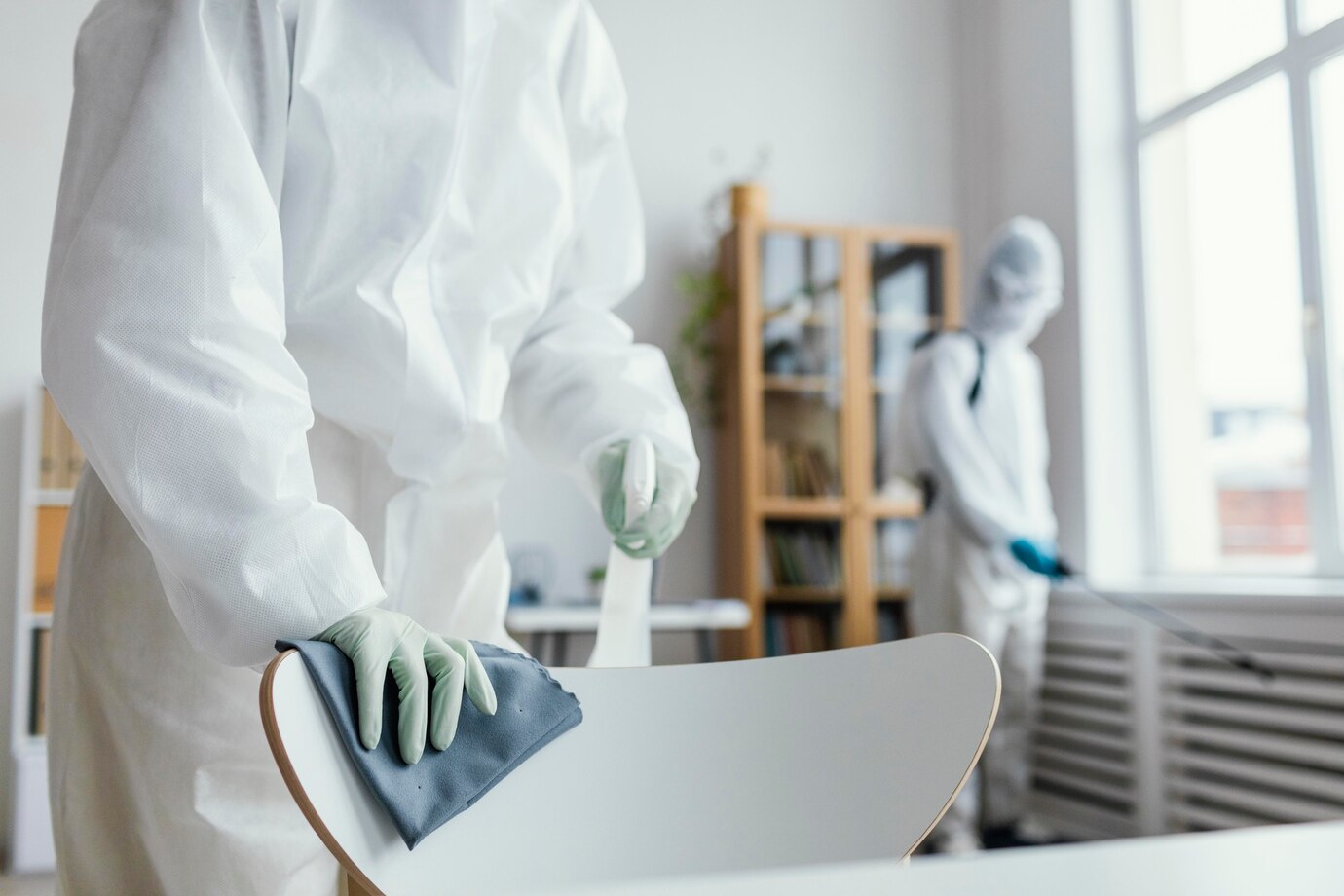 Disinfecting Biohazard Area using Disposable Microfiber Towel